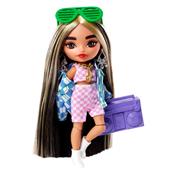 Barbie - Extra&#160;Minis&#160;Mini Bambola&#160;Articolata con&#160;Giacca a Quadri&#160;e Morbidi Capelli Bicolore