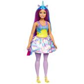 Barbie Dreamtopia, bambola dai capelli blu e viola, corpetto scintillante gonna rimovibile con stampa di nuvole e arcobaleni