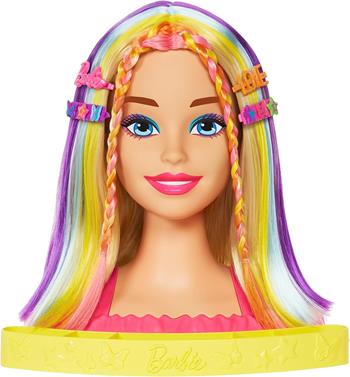 Barbie super chioma hairstyle capelli arcobaleno, testa pettinabile con capelli biondi e ciocche arcobaleno fluo  Barbie 2023 | Libraccio.it