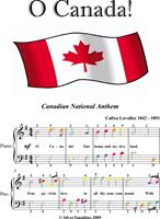 O Canada Easy Piano Sheet Music with Colored Notation