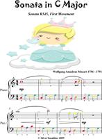 Sonata in C Major K545 1st Mvt Easiest Piano Sheet Music with Colored Notation