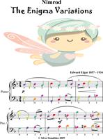 Nimrod Enigma Variations Easy Piano Sheet Music with Colored Notation