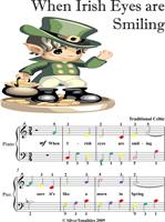   When Irish Eyes Are Smiling Easy Piano Sheet Music with Colored Notes