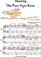  Morning Peer Gynt Suite Easy Piano Sheet Music with Colored Notes