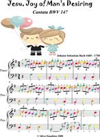   Jesu Joy of Man's Desiring Easy Piano Sheet Music with Colored Notes