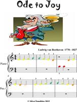   Ode to Joy Beginner Piano Sheet Music with Colored Notation