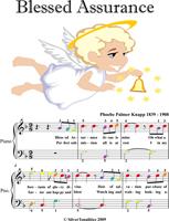   Blessed Assurance Easy Piano Sheet Music with Colored Notation