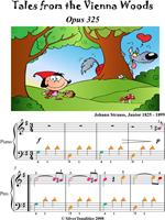   Tales from the Vienna Woods Easy Piano Sheet Music with Colored Notation