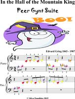   In the Hall of the Mountain King Peer Gynt Suite Beginner Piano Sheet Music with Colored Notation