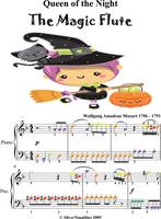   Queen of the Night the Magic Flute Easy Piano Sheet Music with Colored Notes