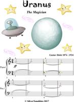   Uranus the Magician Easy Piano Sheet Music with Colored Notes