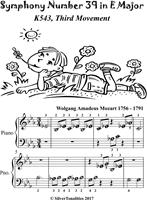   Symphony Number 39 in E Major K543 3rd Mvt Beginner Piano Sheet Music