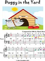   Doggy In the Yard Easy Piano Sheet Music with Colored Notes