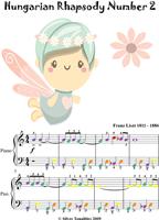   Hungarian Rhapsody Number 2 Easy Piano Sheet Music with Colored Notes