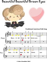   Beautiful Beautiful Brown Eyes Beginner Piano Sheet Music with Colored Notes