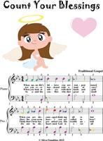   Count Your Blessings Easy Piano Sheet Music with Colored Notes