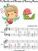   Ye Banks and Braes Beginner Piano Sheet Music with Colored Notes