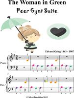   Woman in Green Peer Gynt Beginner Piano Sheet Music with Colored Notes