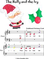   The Holly and the Ivy Beginner Piano Sheet Music with Colored Notes