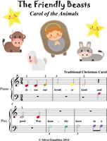   The Friendly Beasts Beginner Piano Sheet Music with Colored Notes