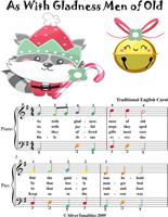   As With Gladness Men of Old Easy Piano Sheet Music with Colored Notes