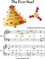   First Noel Beginner Piano Sheet Music with Colored Notes