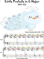 Little Prelude in C Major BWV 924 Easy Piano Sheet Music with Colored Notes