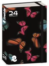 Diario Pocket 16 mesi, 2024-25, Invicta, nero farfalle blu-arancione-fucsia