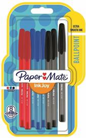 Penna a sfera Papermate Inkjoy 100 punta da 1,0 mm Colori Assortiti Nero, Blu, Rosso - Blister da 8