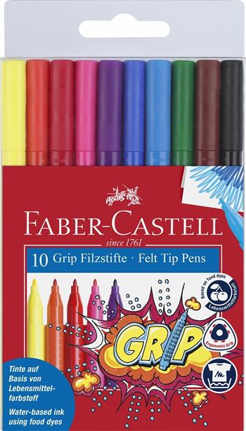 Bustina in plastica da 10 pennarelli Grip Colour Marker  Faber-Castell 2017 | Libraccio.it