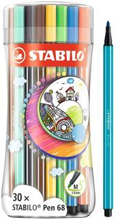 Pennarello Premium - STABILO Pen 68 - Sleeve Pack - Astuccio con 30 colori assortiti