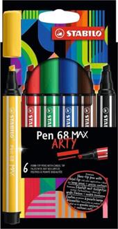 Pennarello Premium a tratto doppio (1 + 5 mm) - STABILO Pen 68 MAX - ARTY - Astuccio da 6 - Colori assortiti