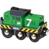 BRIO WORLD - Locomotiva per Treno Merci a Batterie con Faro, Veicoli per Pista Trenino BRIO, Et&#224; 3+ Anni