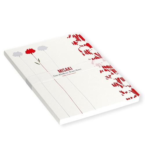 Quaderno brossurato Misaki neutro a pagine bianche. Fiori bianchi e fiore  rosso Alfabet 2017