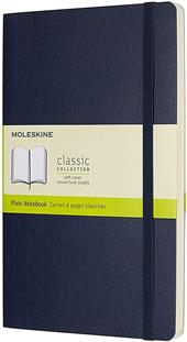 Taccuino Moleskine large a pagine bianche copertina morbida blu. Sapphire Blue