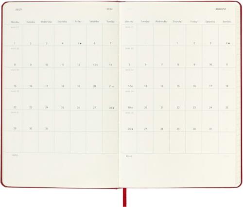 Agenda Moleskine settimanale 2024, 12 mesi, Large, copertina rigida, Rosso  scarlatto - 13 x 21 cm Moleskine 2023