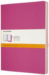 Quaderno Cahier Journal Moleskine XL a righe rosa. Kinetic Pink. Set da 3