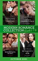   Modern Romance October 2021 Books 1-4: Confessions of His Christmas Housekeeper / The Greek's Cinderella Deal / Bound by Her Shocking Secret / His Majesty's Hidden Heir