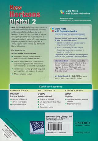 New horizons digital. Student's book-Workbook-Mydigitalbook 2.0. Con CD-ROM. Con espansione online. Vol. 2  - Libro Oxford University Press 2012 | Libraccio.it