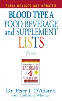   Blood Type A Food, Beverage and Supplement Lists