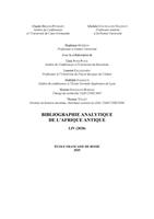   Bibliographie analytique de l&rsquo;Afrique antique LIV (2020)