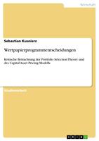   Wertpapierprogrammentscheidungen