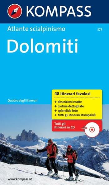 Atlante scialpinismo n. 577. Dolomiti  - Libro Kompass 2016 | Libraccio.it