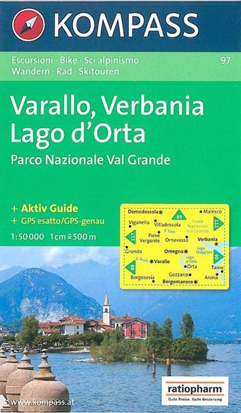 Carta escursionistica n. 97. Laghi settentrionali. Omegna, Varallo, Lago d'Orta 1:50000  - Libro Kompass 2016 | Libraccio.it