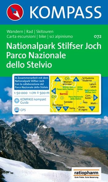 Carta escursionistica n. 072. Parco nazionale dello Stelvio 1:50.000. Adatto a GPS. Digital map. DVD-ROM  - Libro Kompass 2016 | Libraccio.it