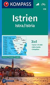 Carta escursionistica n. 238. Istrien 1:75.000. Ediz. tedesca, croata e inglese