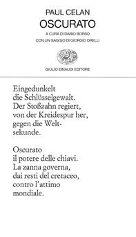 Oscurato. Testo tedesco a fronte - Paul Celan - Libro Einaudi 2010, Collezione di poesia | Libraccio.it