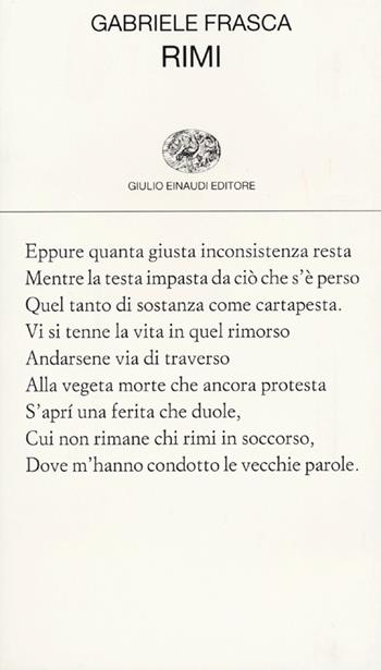 Rimi - Gabriele Frasca - Libro Einaudi 2013, Collezione di poesia | Libraccio.it