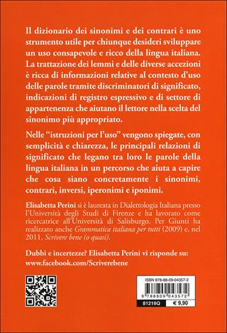 Dizionario dei sinonimi e dei contrari - Elisabetta Perini - Libro Giunti Editore 2010 | Libraccio.it