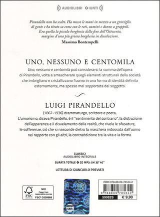 Uno, nessuno e centomila letto da Giancarlo Previati. Audiolibro. CD Audio formato MP3 - Luigi Pirandello - Libro Giunti Editore 2013, Audiolibri | Libraccio.it